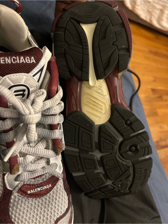 Balenciaga Track Sneakers in White and Burgundy Metallic